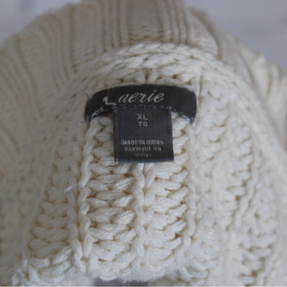 AERIE KNIT CREAM AND NAVY LACE UP SWEATER - Size XL SKU:136 - Picture 5 of 5